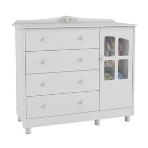 Cômoda Infantil Elô New 1 Porta com Janela e 4 Gavetas - Móveis Peroba