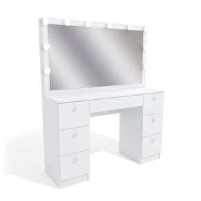 Penteadeira Ditália 7 Gav. PE-80 Branco c/ Kit Luz Camarim Cozy