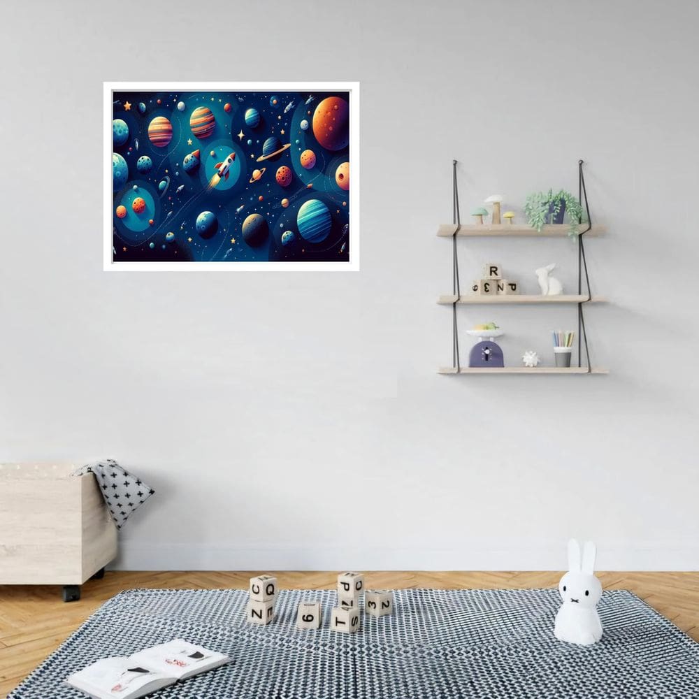 Quadro Decorativo Foguete Espaço - 50X70Cm