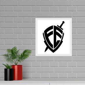 Quadro Quadrado Escudo Fé - 33X33Cm - Com Vidro
