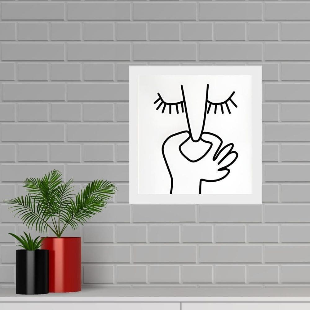 Quadro Quadrado Banheiro Minimalista - 33X33Cm - Com Vidro