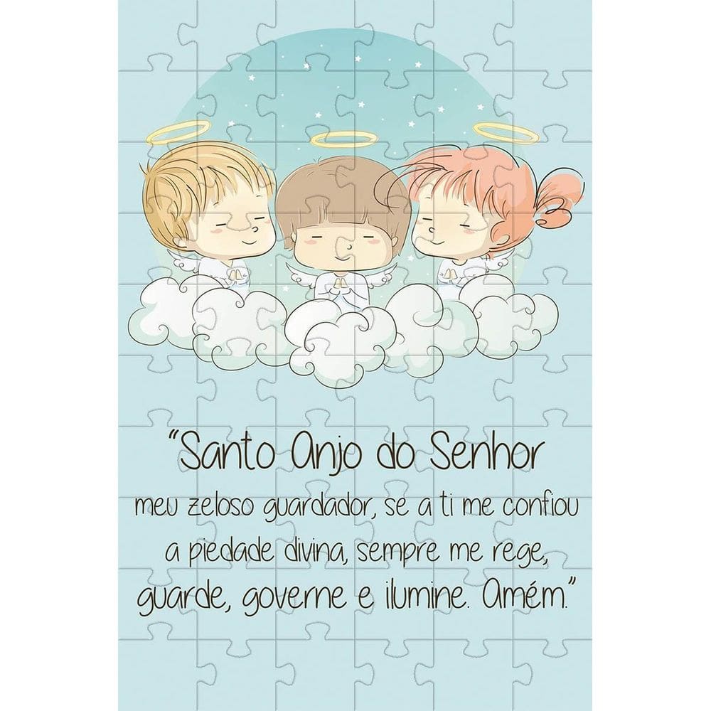 Quebra-Cabeças Infantil Anjo Da Guarda 40 Peças Em Mdf +