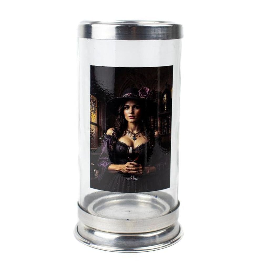 Suporte Vela 7 Dias P Gira Maria Mulambo 18Cm Vidro Alumínio