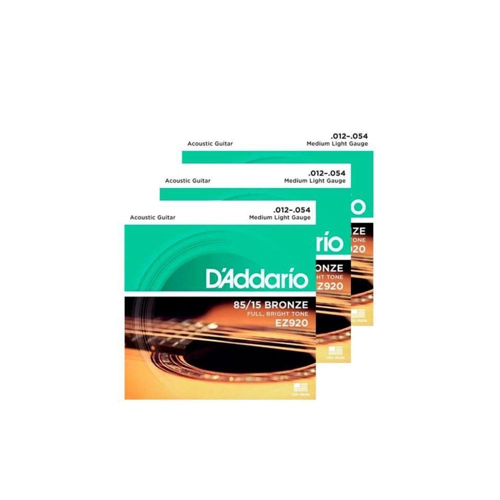 Kit 3 Und. Encordoamento Para Violão D`Addario Ez920 012