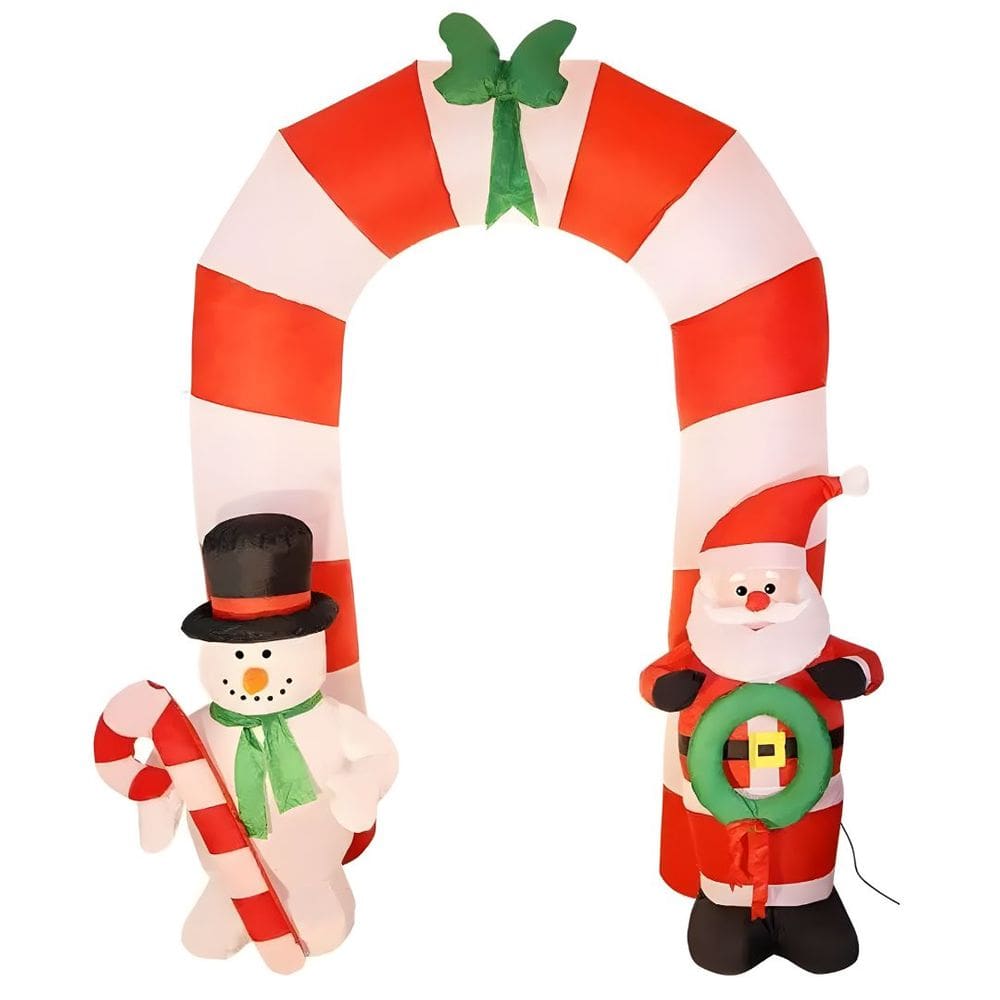 Arco Inflável Natal Iluminado LED Papai Noel e Boneco de Neve Bivolt 2,4m - Wincy