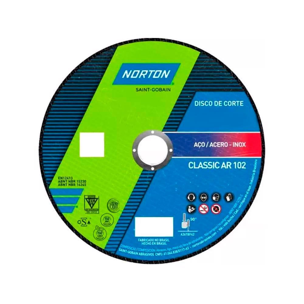 Disco de corte Extra Fino Inox 7" x 1/16" x 7/8" - Norton Classic AR102