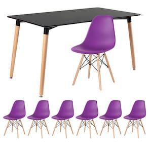 KIT - Mesa retangular Eames 80 x 140 cm + 6 cadeiras DSW
