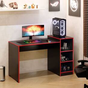 Mesa Gamer Zetra Escrivaninha com Nichos Computador