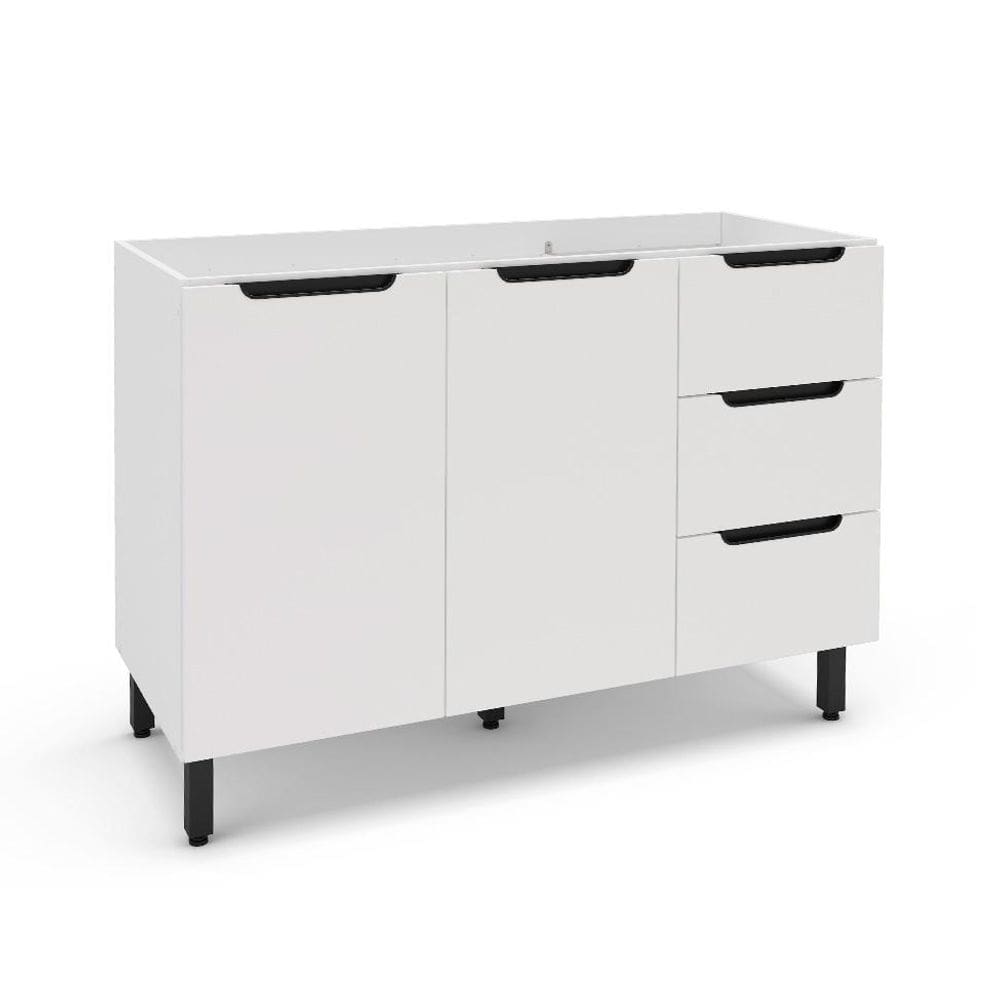 Balcão de Cozinha Meena sem Tampo 2 Portas 3 Gavetas Branco