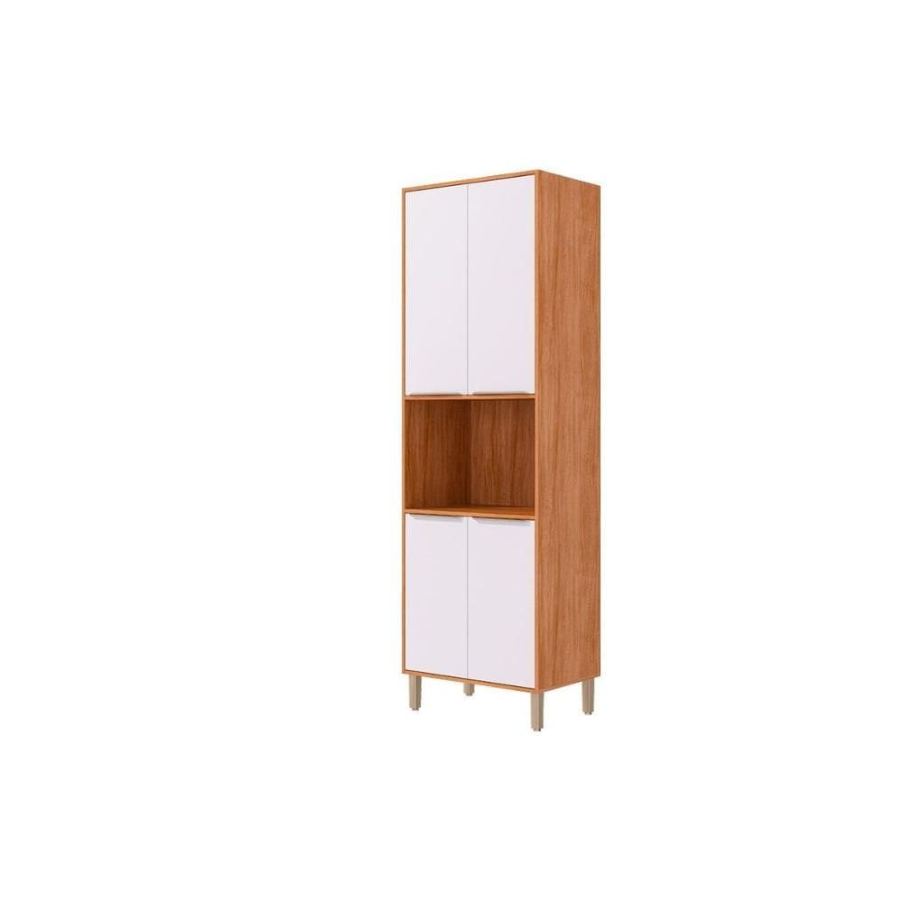 Paneleiro de Cozinha Esplêndida Torre Quente c/ 4 Portas e 1 Nicho p/ Forno 70cm Cinamomo/Branco - MGM