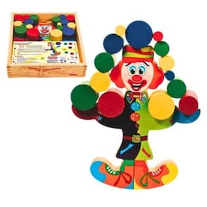 Palhaco Equilibrista Carimbras Jogo de Equilibrio 21 Pecas Coloridas Madeira Raciocinio e Estrategia