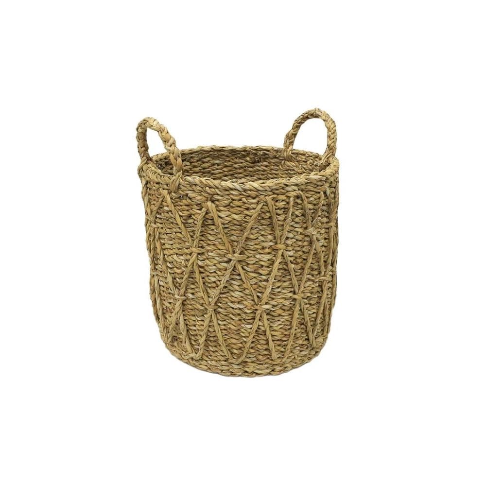 Cesto em Seagrass Fibra Natural Trançado com Alças Caubi 25cm - Jolitex