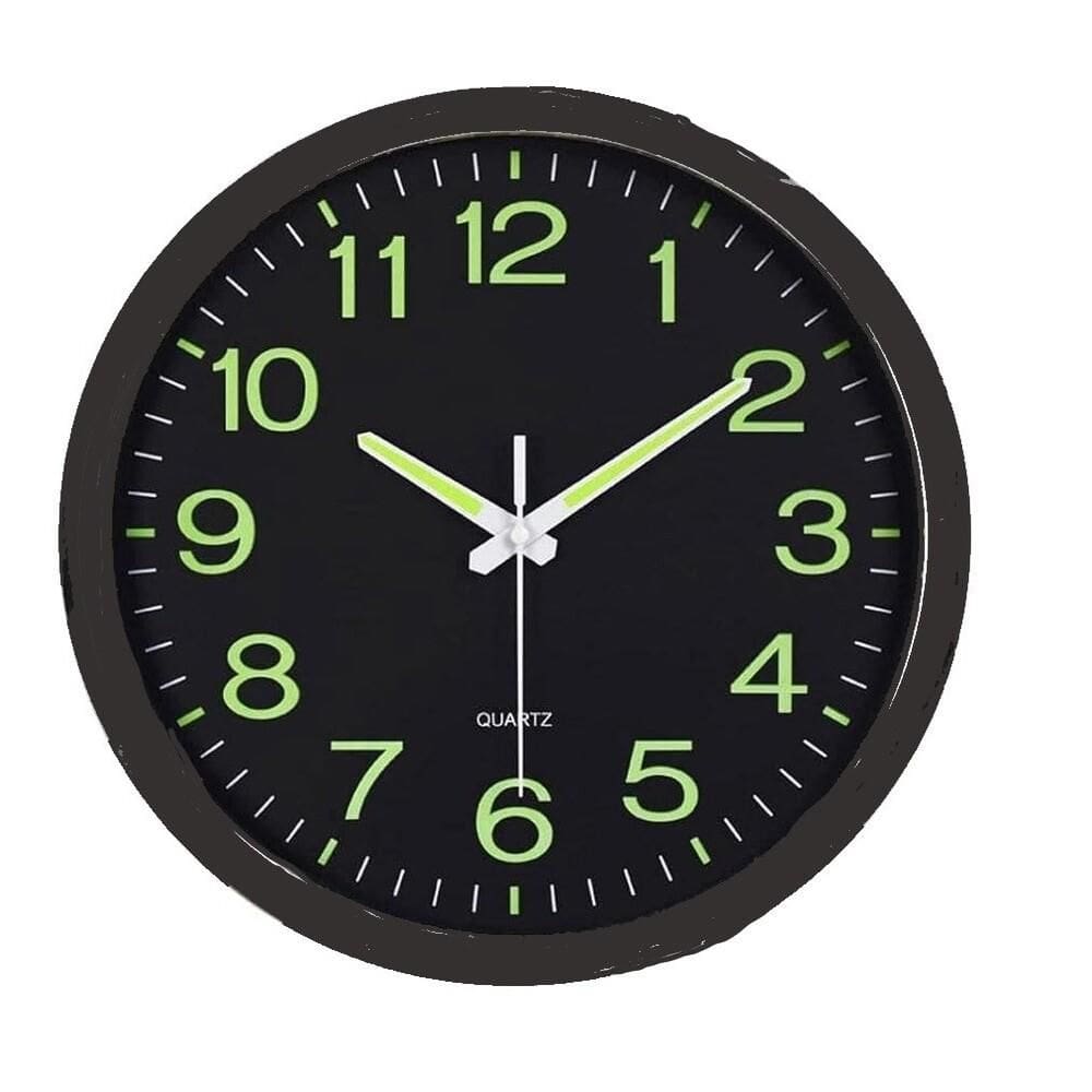 Relogio De Parede Fluorescente Analogico Luminoso Brilha No Escuro 30Cm Vintage Silencioso Luxo Escritorio Casa