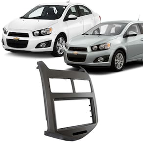 Moldura 2 Din Sonic Hatch Sedan 2012 à 2015 Cinza Grafite Painel Central Multimidia 6.2 7 Polegadas