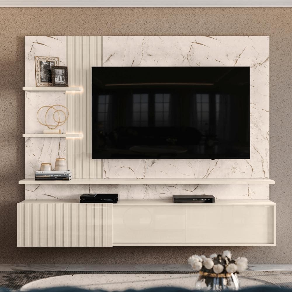 Bancada Suspensa Elegante Elara Calacata/Off-White