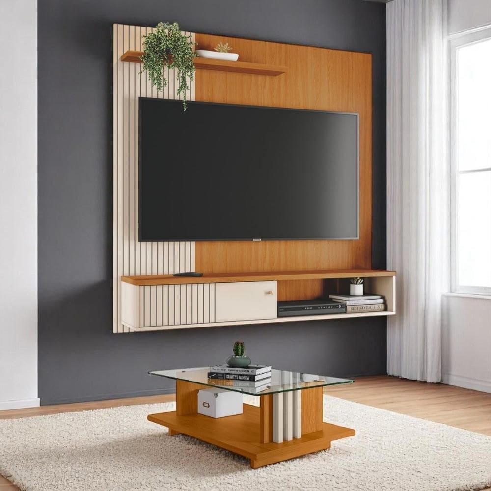 Conjunto Luma c/ Mesa de Centro Domo Cinamomo/Off-White
