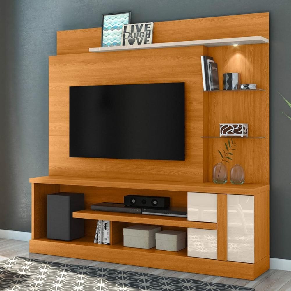 Home Theater Cael com Nichos Cinamomo/Off-White