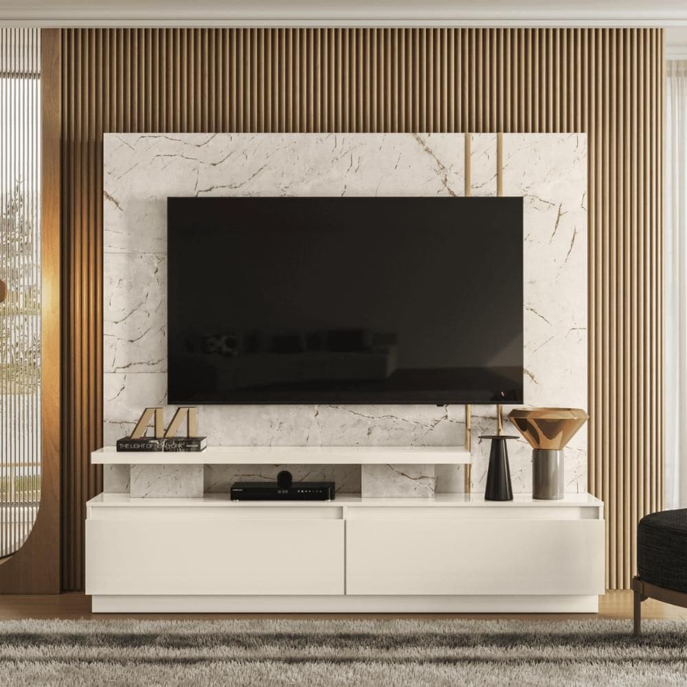 Home Theater New Minerva com Painel Calacata/Off-White
