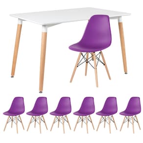 KIT - Mesa retangular Eames 80 x 120 cm + 6 cadeiras DSW