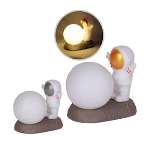 Abajur de Led Astronauta com Lua Iluminada Decoração
