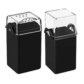 Kit Saleiro Pimenteiro Paliteiro Mesa Preto Coza Porta Condimentos Dispenser Palitos