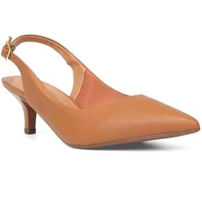 Scarpin Vizzano Slingback Bico Fino Salto Baixo - Caramelo