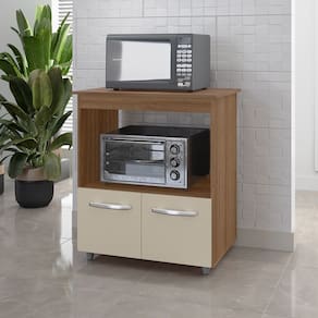 Armário Balcão Multiuso para Cozinha Micro-ondas e Forno Angela 02 Portas Savana Off White Moblis