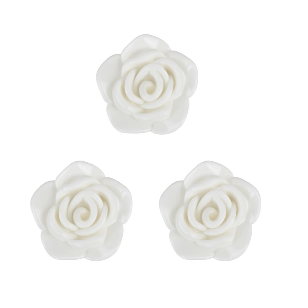 Kit C/3 Miçanga em Resina Flor Rosa Branca 2 cm