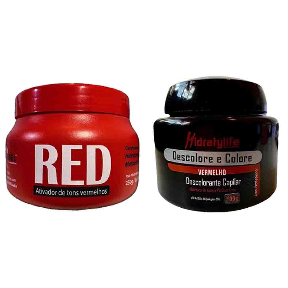 Kit Pó Descolore e Colore e Masc 250g Red Mairibel/Hidraty