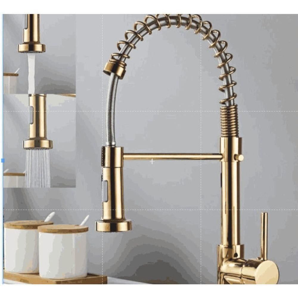 Torneira Cozinha Gourmet Inox Luxo Modelo:agua Fria Parede Dourado
