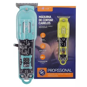 Máquina De Cortar Cabelo Para Barba Masculina Designer Elétrico Profissional Cor:azul