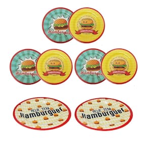 Conjunto 8 Pratos Raso Em Melamina Temático Hamburguer 20cm
