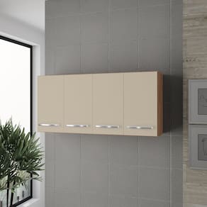 Armário Aéreo de Cozinha 120cm com 04 Portas Mara Savana Off White Moblis