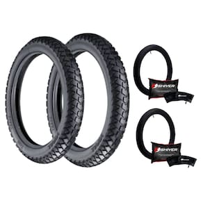 Kit Pneu 130/80-18 66S + 90/90-21 54S Vipal Tr300 + Camaras Shiver Aro 18 E 21
