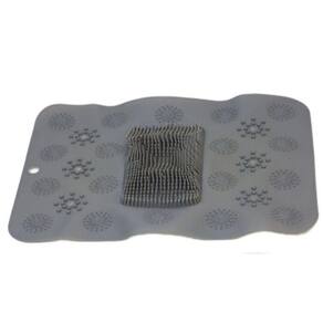 Tapete Silicone Redondo Antiderrapante Massageador Limpeza Pés Banho De Box Cor:cinza Quadrado