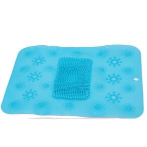 Tapete Silicone Redondo Antiderrapante Massageador Limpeza Pés Banho De Box Cor:azul - Quadrado