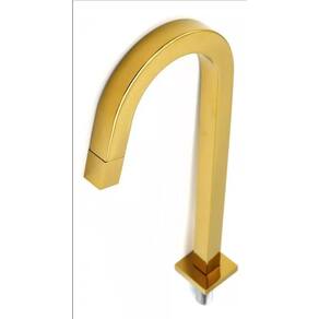 Torneira Lavatório Banheiro Curva Bica Alta água Fria Quadrado Color:dourado-alto