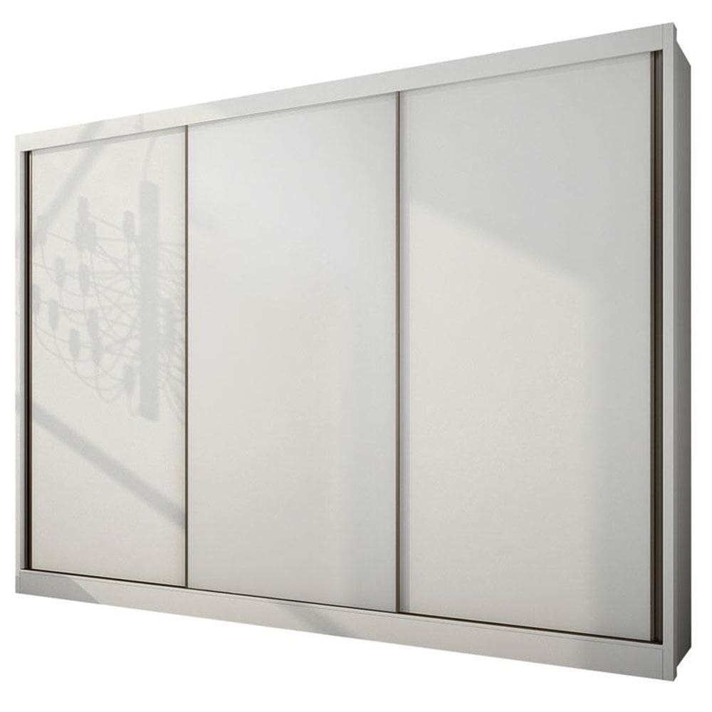Guarda Roupa Casal Londres 3 Portas 4 Gavetas Neve com Nicho - Novo Horizonte