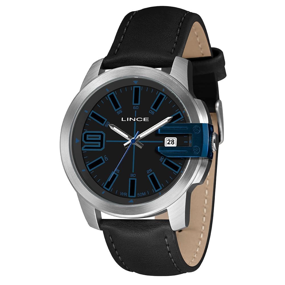 Relógio LINCE masculino analógico preto azul MRC4760L48 P2PX