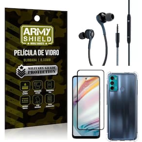 Kit Moto G60 Fone Extreme+Capa Anti Impacto+Película 3D