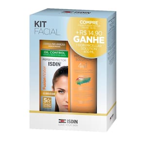 Kit Facial Isdin Protetor Solar Fusion Water 5 Stars FPS 60 Sem Cor 50ml e Água Micellar Solution 4 em 1 400ml