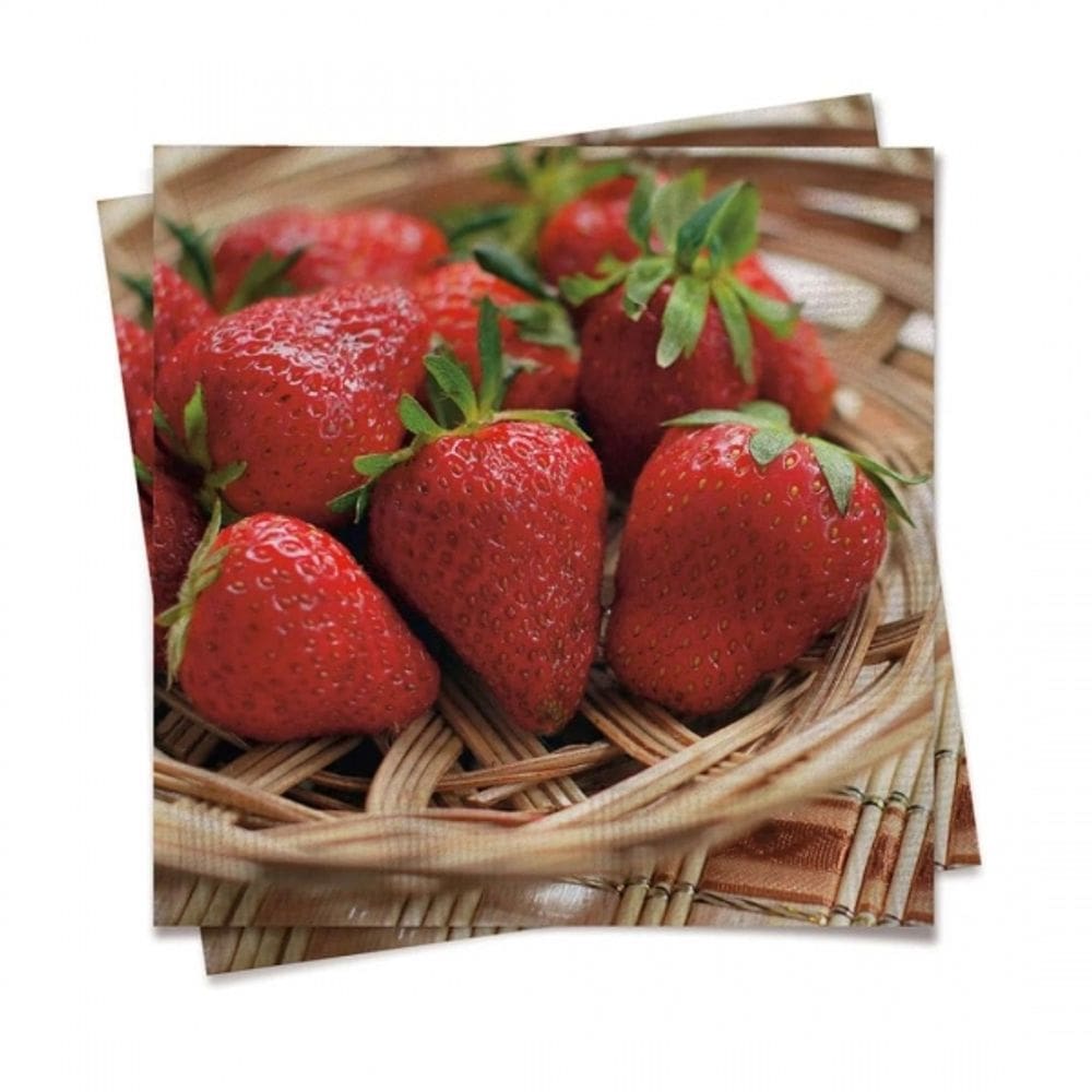 Guardanapo Morango 33x33 Cromus 20un