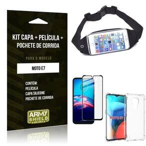 Kit Moto E7 Pochete+Capinha Anti Impacto+Película Vidro 3D