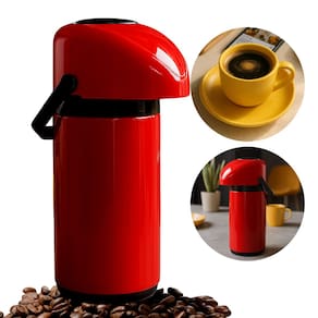 Garrafa Térmica Mantem Por Horas 1Litro Vermelha Tampa Hermética Café, Chimarrão