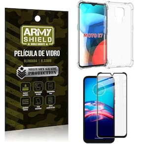 Kit Moto E7 Capinha Anti Impacto+Película Vidro 3D
