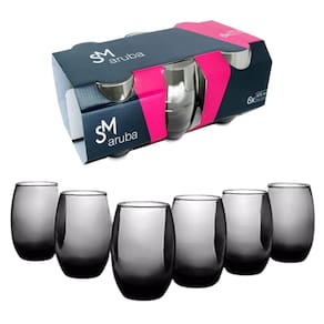 Jogo De Copos Aruba Long Drink 465ml 6 Peças Cinza Fumê RJ30611
