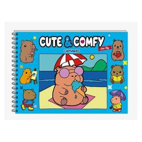 Cute & Comfy Série Big - Capivaras - Livro De Colorir Adulto - Capa Dura Holográfica