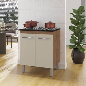 Balcão Jade Para Cooktop 02 Portas Savana Off White Moblis