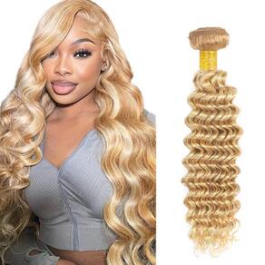 Pacotes de cabelo WuvusNM 613 Deep Wave Blonde 26 cm de cabelo humano