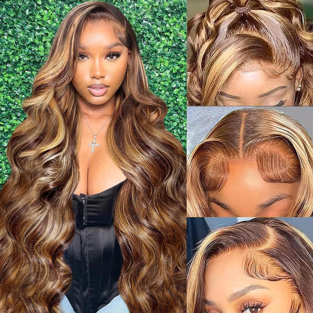 Peruca frontal de renda GAOYIFU Ombre Human Hair Body Wave 70cm